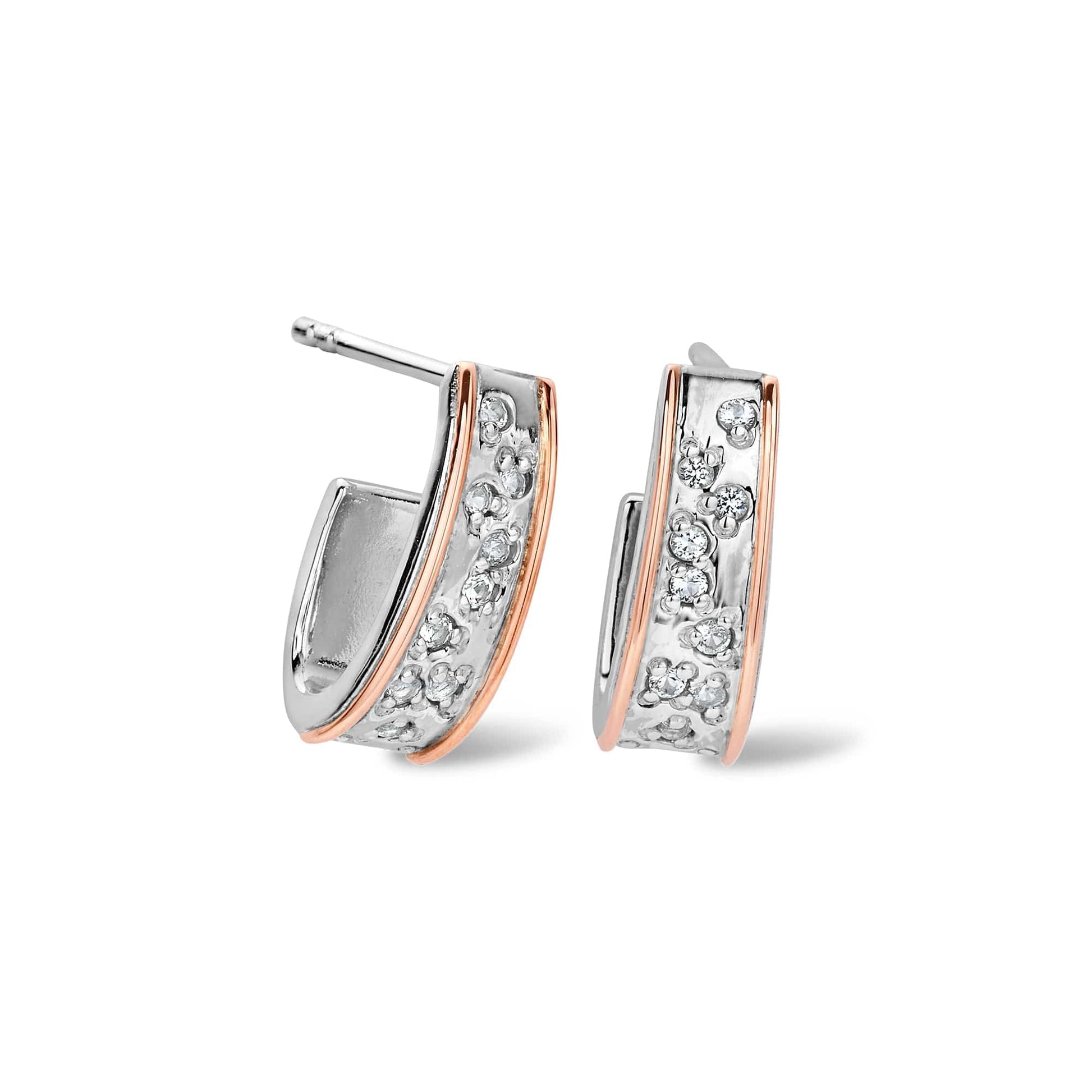Cariad® Sparkle Silver Half-Hoop Drop Earrings