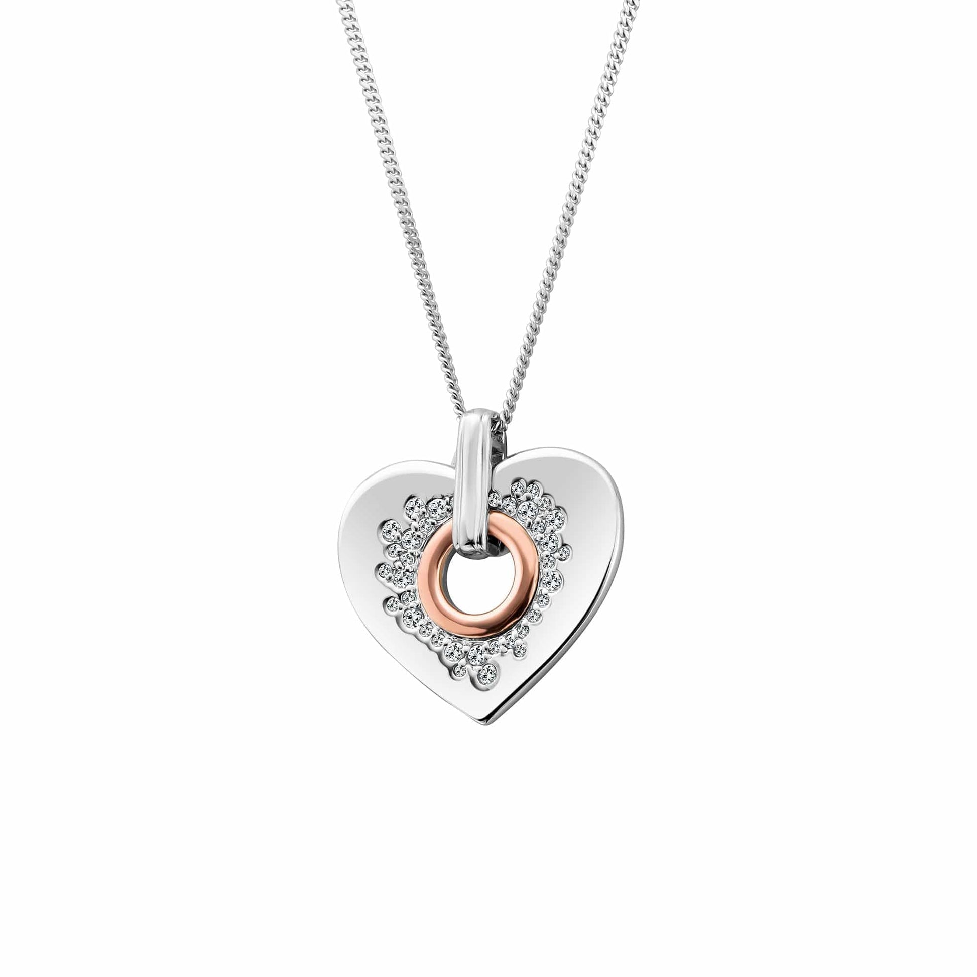 Cariad® Sterling Silver Sparkle Big Heart Pendant with Topaz