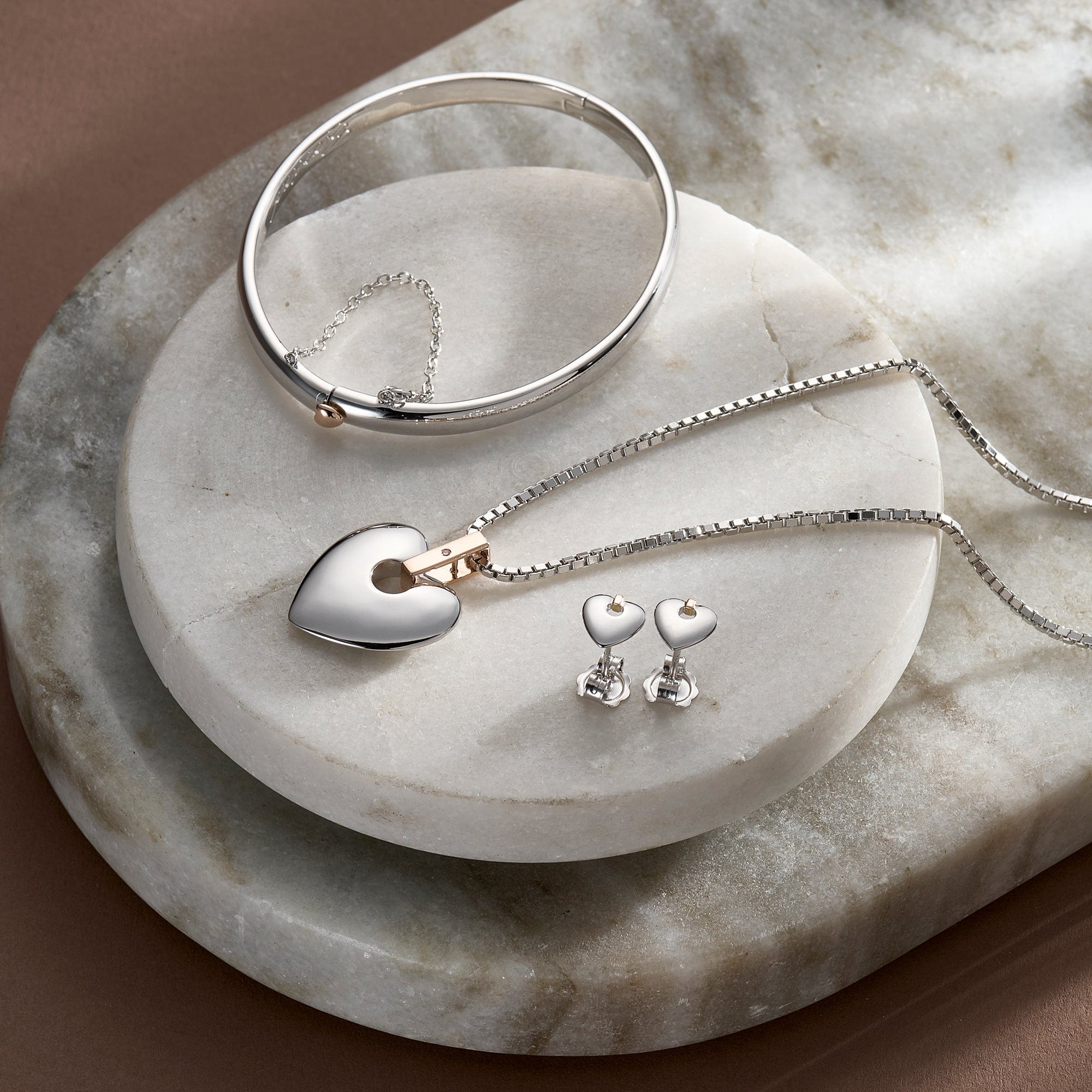 Cariad Silver Heart Stud Earrings Clogau