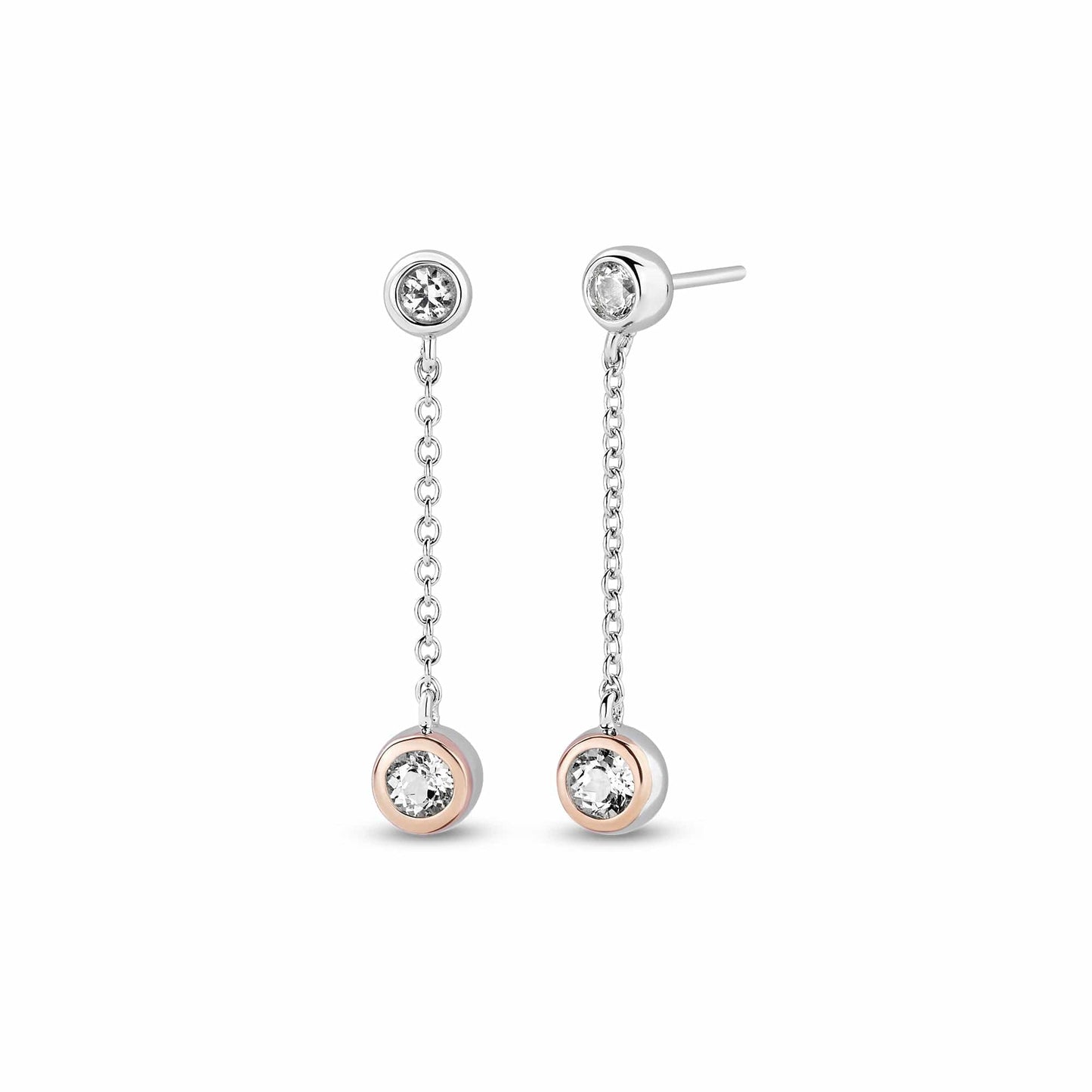 Clogau® Celebration Sterling Silver Drop Chain Earrings with Topaz