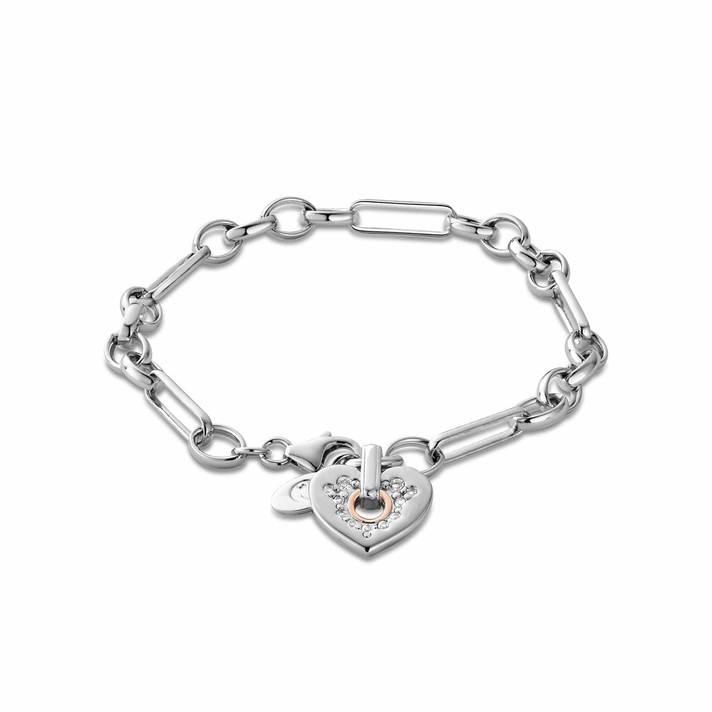 Cariad® Sterling Silver Sparkle Figaro Bracelet with Topaz