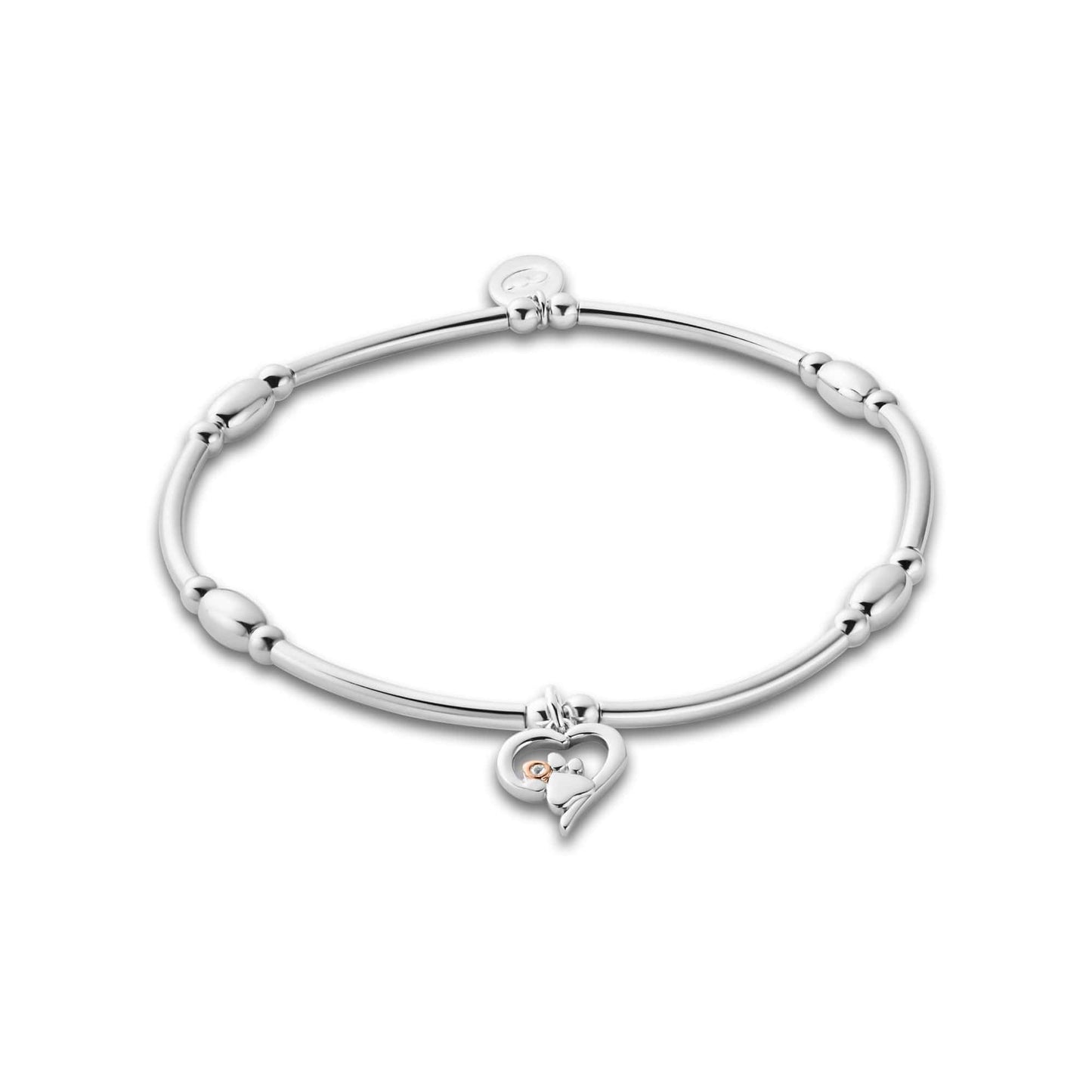 Paw Prints Sterling Silver Heart Affinity Bracelet with Topaz