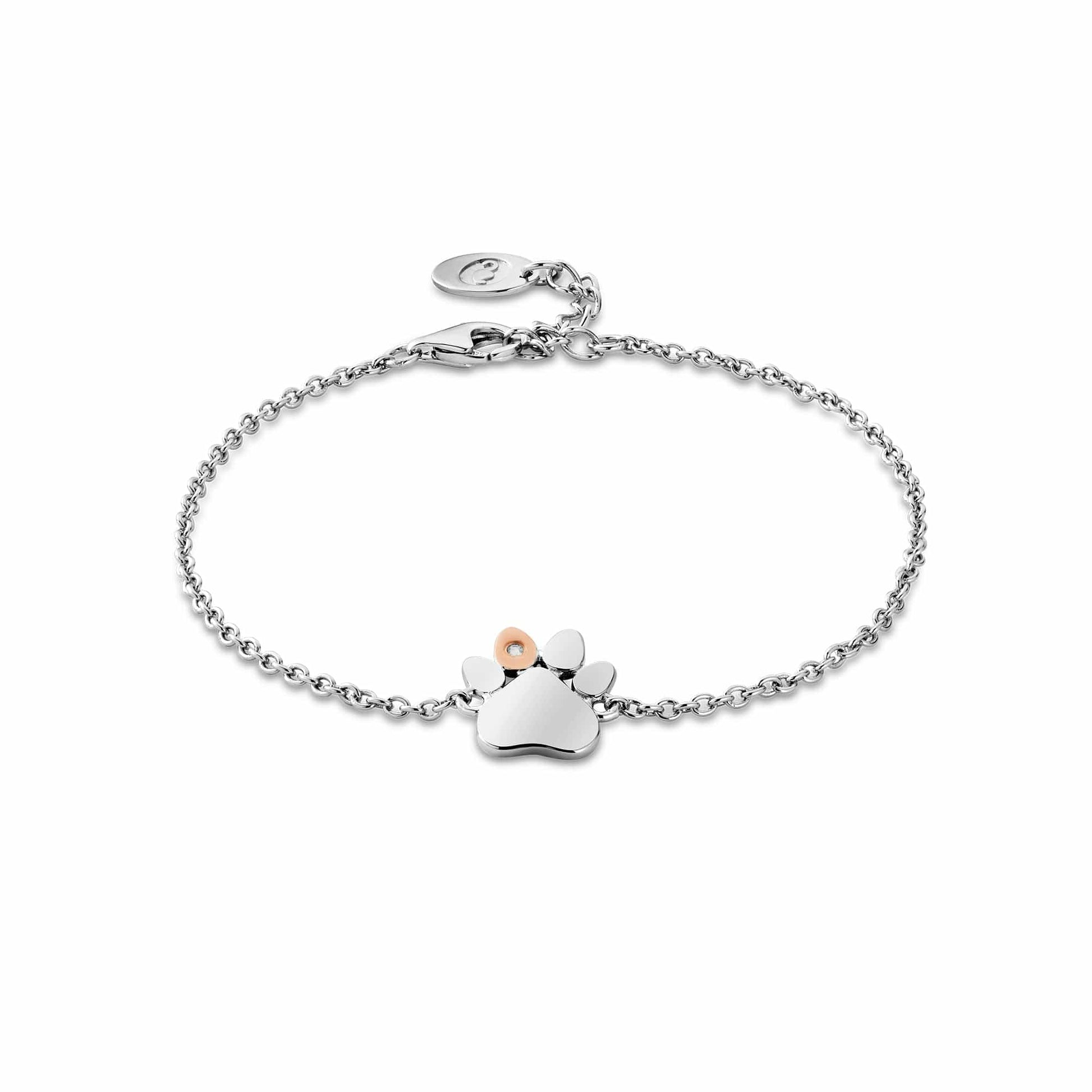 Paw Prints on My Heart Silver Single Paw Bracelet