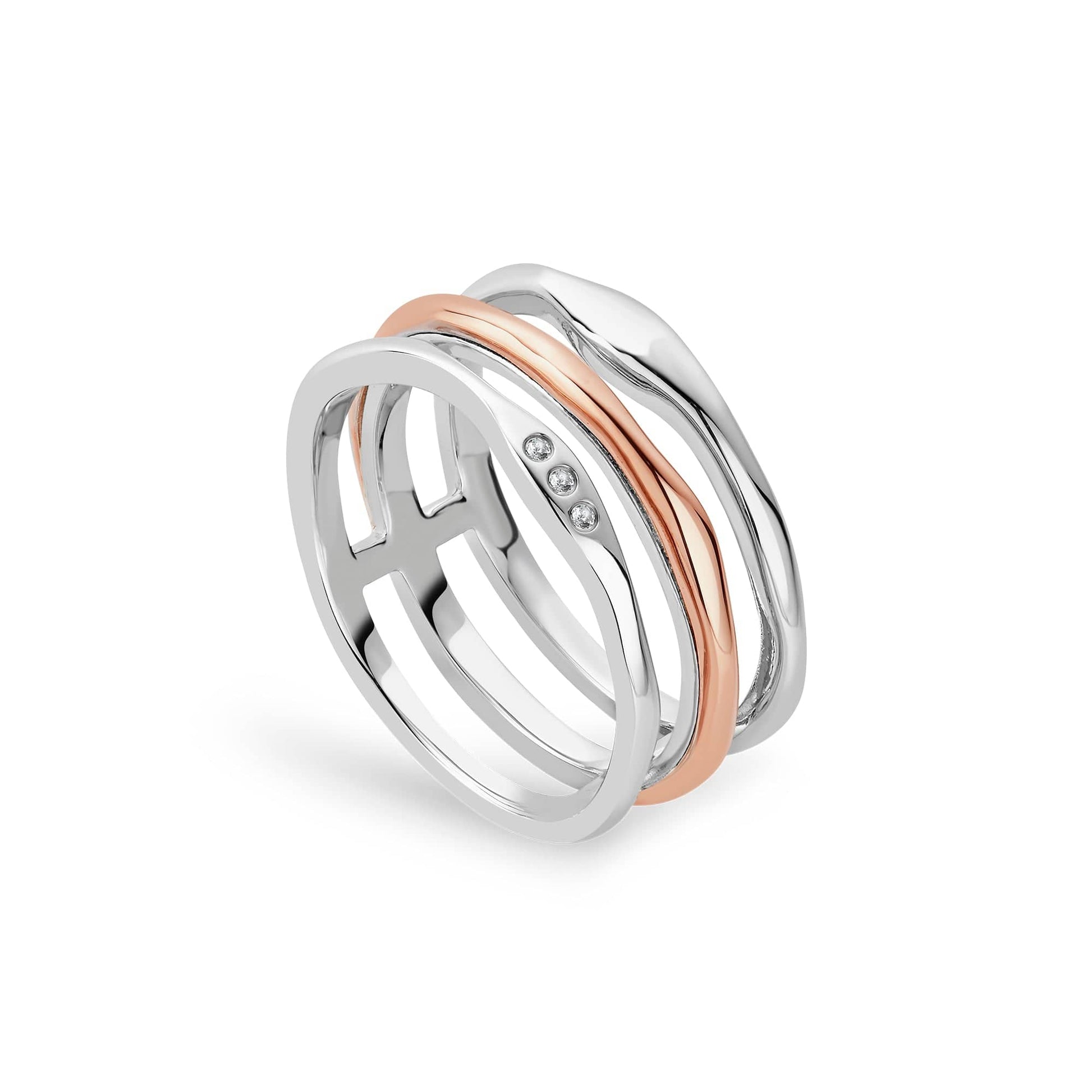 Ripples Silver Triple-Band Ring