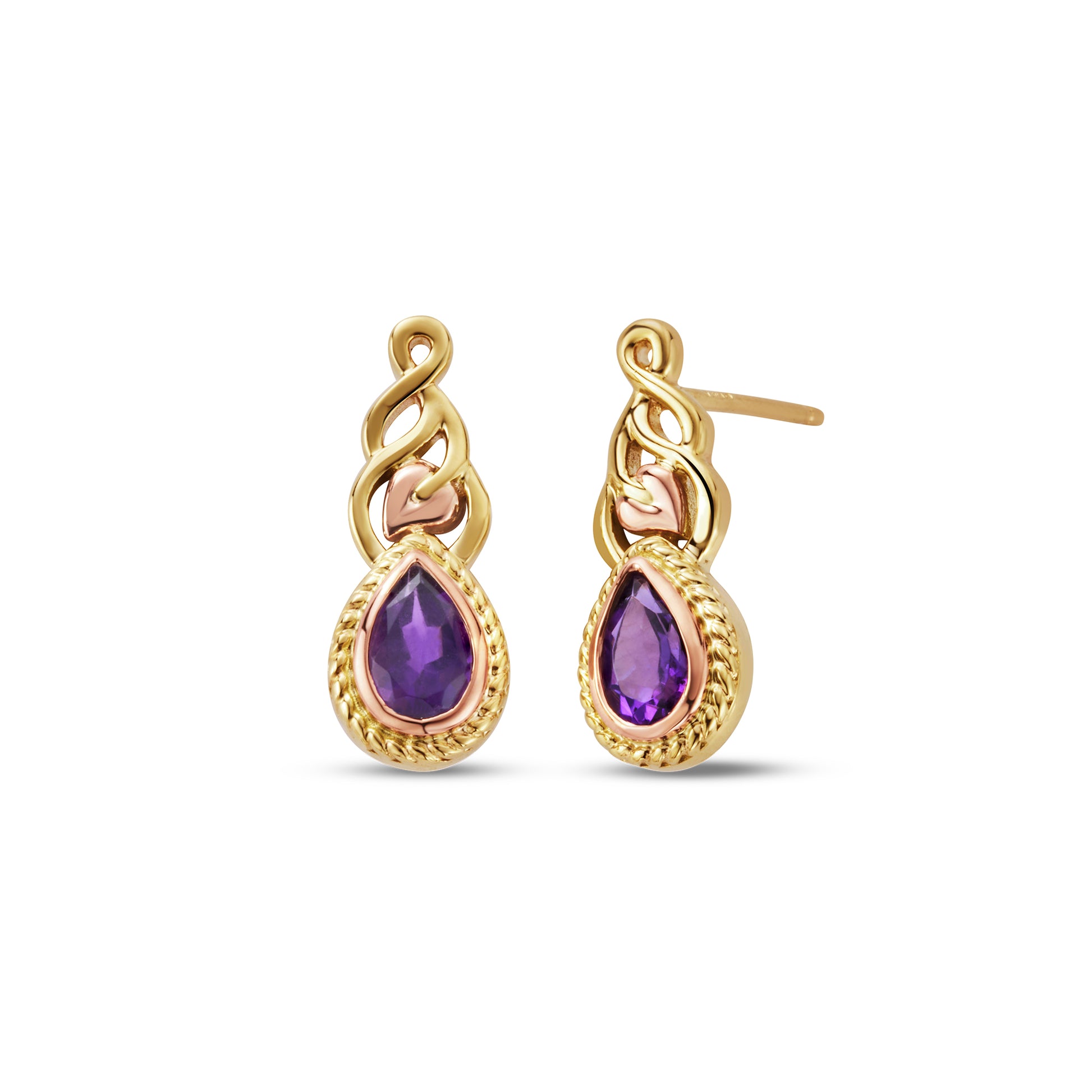 Delphinium Gold and Amethyst Earrings