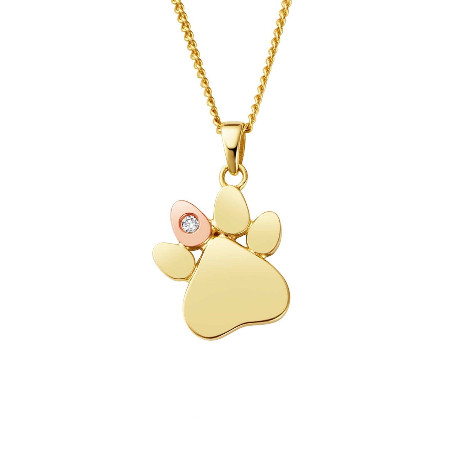 Paw Prints on My Heart Gold and Diamond Pendant