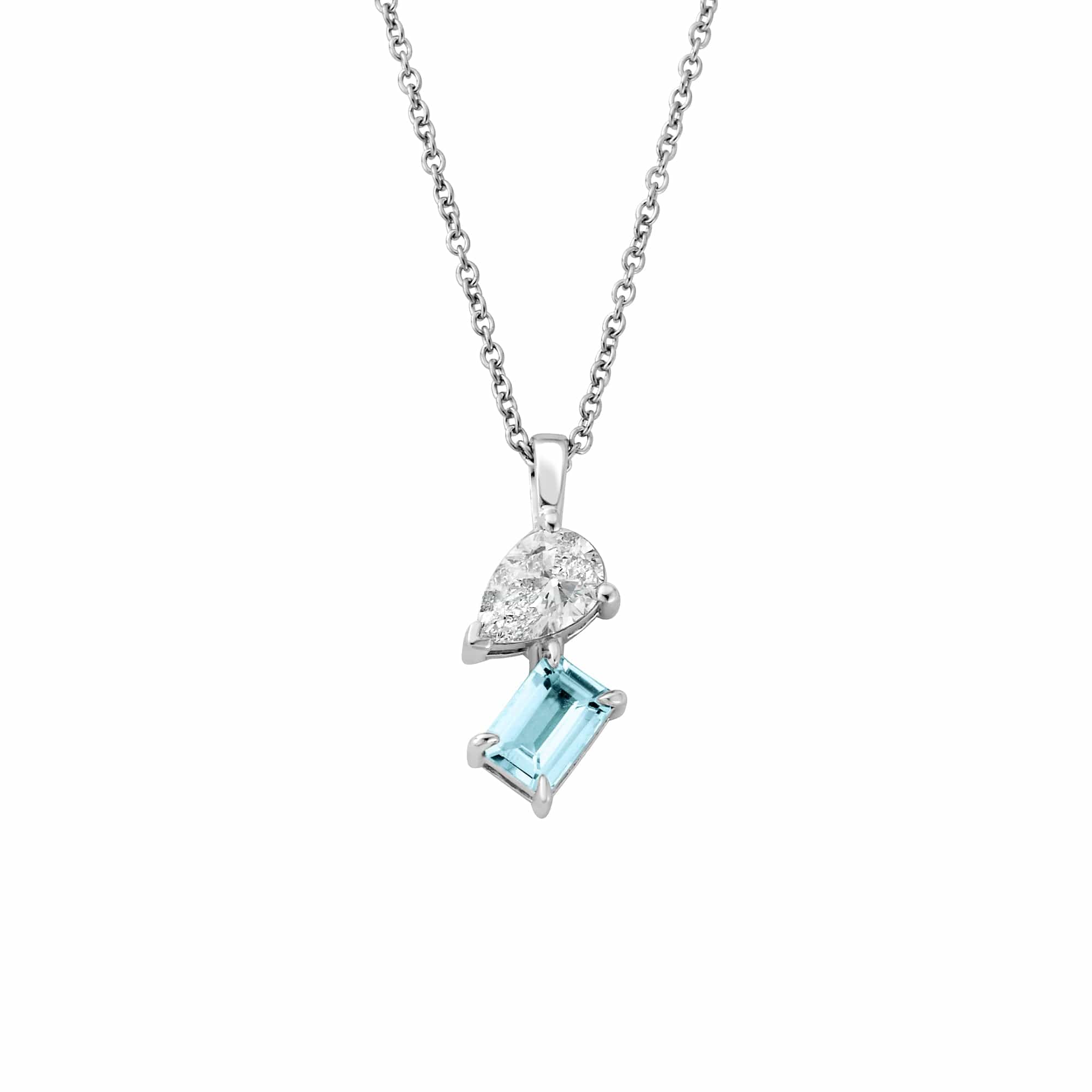 Ti a Fi White Gold Diamond and Aquamarine Pendant Clogau